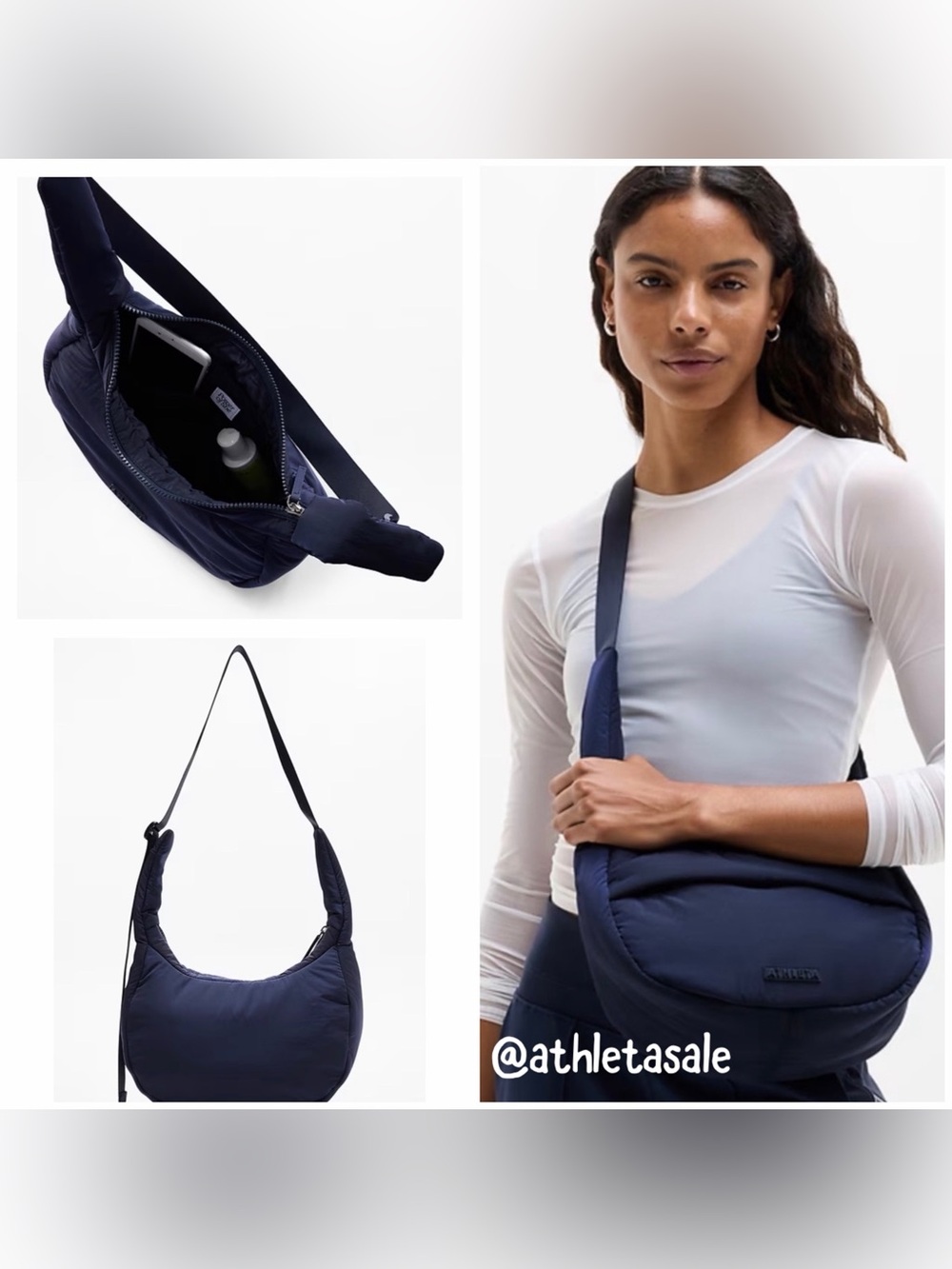 NWT Athleta All About Sheen Small Crossbody Hobo Bag | Blue Star